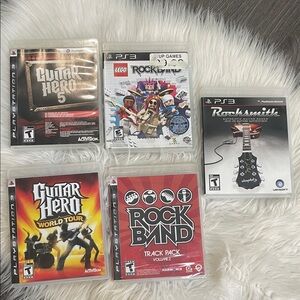 PlayStation 3 Video Game Rock Band, Guitar Hero, Rocksmith bundle lot